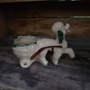 Vintage 1950’s Poodle Pulling Cart Planter - Picture 1 of 6