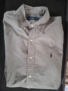 Mens M Ralph Lauren Button Down Oxford Dress Shirt Medium Grey Business Casuel  - Picture 1 of 23