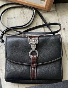 Brighton Nepal Organizer - Leather Crossbody -Black/Brown -Cleaned & Conditioned - Picture 1 of 12
