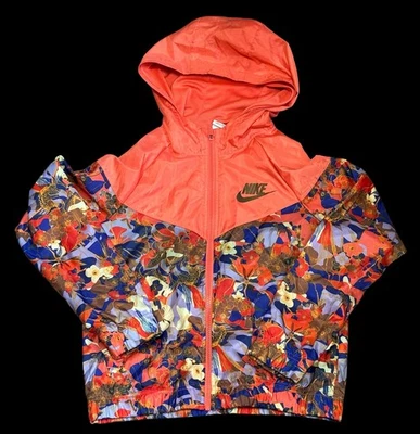 Jaqueta Nike Sportswear Wind Runner meninas grandes com capuz zíper completo estampa floral - Imagem 1 de 4