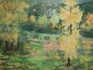 Dipinto olio originale d'epoca paesaggio forestale - Foto 1 di 14