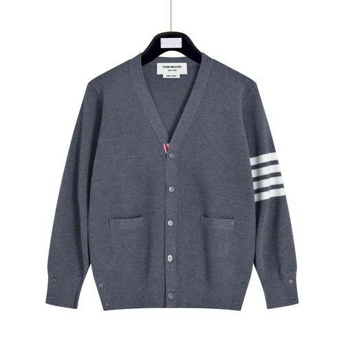 Maglione donna Thom Browne scollo a V pullover a quattro strisce maglia