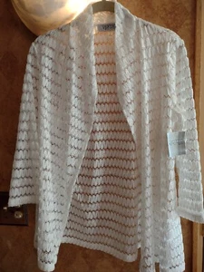 Cardigan Kasper donna taglia XS bianco nantucket pizzo aperto davanti vendita al dettaglio $69 - NUOVO NUOVO CON ETICHETTE - Foto 1 di 6