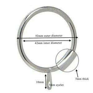 Chrome/Silver Metal Curtain Ring Hanging Hooks 42mm For Curtain Rod Pole - Picture 1 of 3