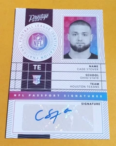 2024 Panini Prestige Cade Stover Rookie Passport Signatures/auto - Texans SSP - Imagen 1 de 2