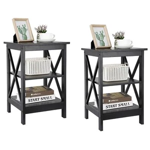 Set of 2 End Table Sofa Side End Storage Shelf Living Room Bedroom Furniture - Picture 1 of 12