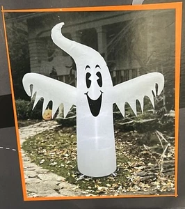 Halloween 7 Ft Self Inflating Light Up Ghost - Happy Ghost - Easy Set Up, NIB - Picture 1 of 4