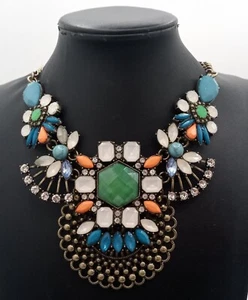Park Lane Vintage Rhinestone Statement Bib Necklace Designer Signed Jewelry - Picture 1 of 4