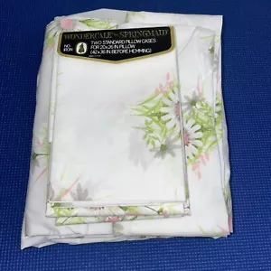 Vintage Springmaid Wondercale Full Size Sheet Set White Pink Daisy Floral NOS - Picture 1 of 8