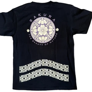 HIKESHI SPIRIT SAKURA T SHIRT MENS M JAPANESE CHERRY BLOSSOM CREST INDIGO COTTON - Picture 1 of 20