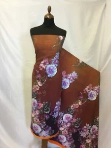 NEW Soft Silky Crepe De Chine Floral Print Fabric Dress Cloth - Picture 1 of 9