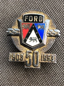 Automobilia: Silbernes Abzeichen zum 50-jährigen Jubiläum der Ford-Automobile 1953 - Bild 1 von 2
