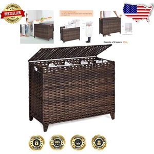 Elegant Laundry Hamper with 4 Removable Liner Bags & Handwoven Rattan Design - Picture 1 of 9