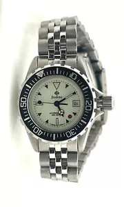 Vintage 90s Zodiac Red Dot Luminous Dial 200m Diver Quartz Ladies Watch & Box - Picture 1 of 3