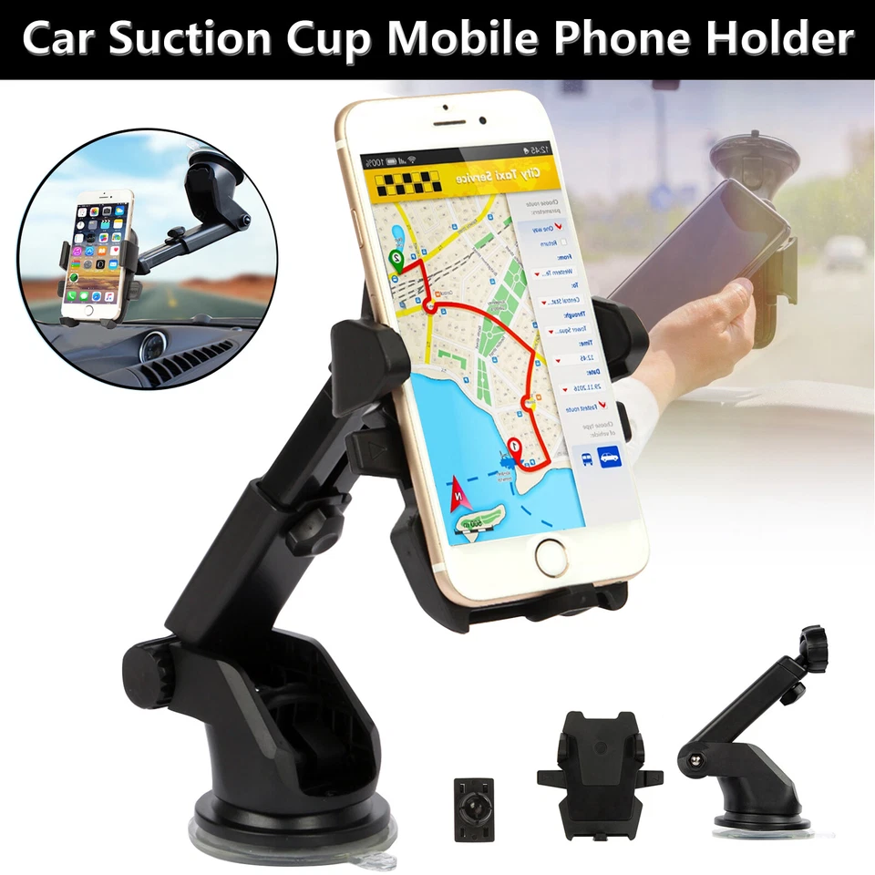 360° Car Windshield Mount Cradle Holder Stand For iPhone Mobile Cell Phone GPS - Image 1 of 4
