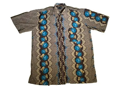 Camisa Hawaiana Modo Platino Hombres Grande Manga Corta Cuello Bolsillo Floral Abotonada Foto 1 de 4