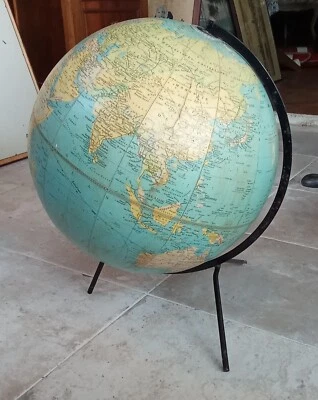 Ancien globe terrestre Mappemonde  Pieds métal /Carte Taride Old  world map - Photo 1/4