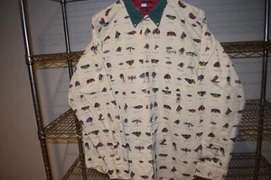 Tommy Hilfiger AOP De Colección Años 90 Pesca con Mosca Moscas PATRÓN ÉPICO L Slv Botón Camisa XL - Imagen 1 de 5
