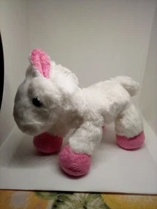 2014 Aurora weißes Pony Plüsch rosa Ohren weich klein 8 Zoll Kuscheltier - Bild 1 von 4