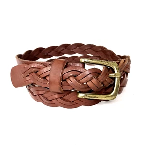 American Eagle Outfitters Belt Womens L Brown Leather Braided Woven Boho 38 40" - Picture 1 of 5