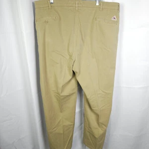 Bulwark FR feuerfeste khakifarbene Herren-Chinohose 42 x 30 beige vorne flach Baumwolle - Bild 1 von 7