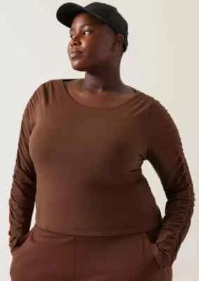 ATHLETA TOP MANGA LARGA MARRÓN ACANALADO TODO ALREDEDOR 3XL NUEVO SIN ETIQUETAS Foto 1 de 3