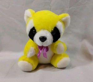 Raro anello naso nero occhi marroni giallo carino 6" procione coda fiocco viola senza etichette - Foto 1 di 6