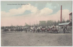 1908 Hot Springs, Arkansas - Mercado de algodón - Postal coloreada a mano - Imagen 1 de 2