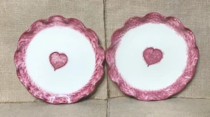 Ceramiche Toscane Spugna Cuore Increspato Bordo 8 In Piatto Set Ceramica Italiana - Foto 1 di 6