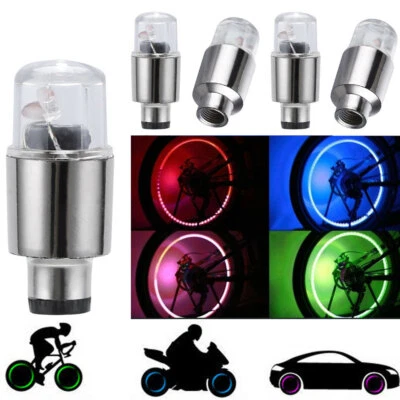 4*LED Car Bike Wheel Tire Tyre Valve Dust Cap Spoke Flash Lights Car Valve Stems - Image 1 of 4
