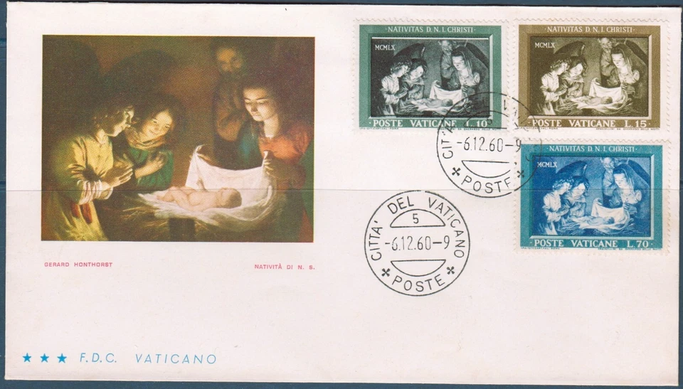 Vatican 1960 Christmas Nativity Gherardo delle Notti Paintings Art Religion FDC - Image 1 of 1