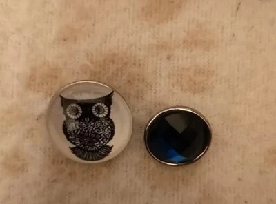 2x Chunk Click Button Druckknopf für Armband Ring Kette Gürtel Eule Blau  - Bild 1 von 4
