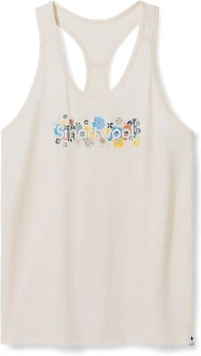 NWT Smartwool Merino Wool Floral Meadow Graphic Racer-Back Tank Top Almond L - Image 1 of 4