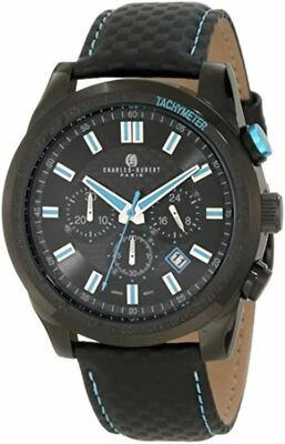 NUEVO Charles-Hubert 3946-BE Hombre Premium Coll. Reloj cronógrafo SS enchapado en iones negros Foto 1 de 4