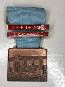 Ruban Médaille Française Chef De Gare Lampiste Chevaux Equestre Cheval Train France - Photo 1/8