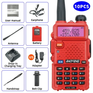 10X Baofeng UV-5R Dwukierunkowe radio 5W VHF UHF FM Nadajnik-odbiornik Szynka Walkie Talkie Czerwony - Zdjęcie 1 z 12