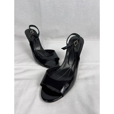 Tacones Kate Spade para mujer 10 peep toe honda charol negro dinero antiguo Foto 1 de 4