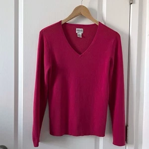 Suéter Chicos 2 Grandes Seda Algodón Tejido Top Cuello en V Minimalista Preppy Clásico Rosa - Imagen 1 de 6