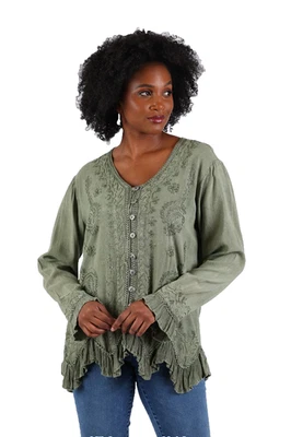 Nuevo con etiquetas TÚNICA TOP HILOS SAGRADOS Bordados Volantes Rayón Lavado a la Piedra L Envío Gratis Foto 1 de 4