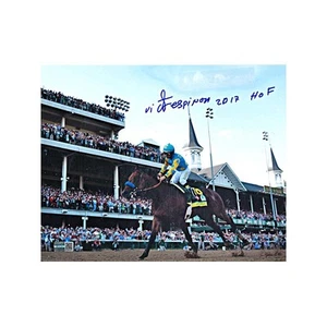 Victor Espinoza Autographed & Inscr "2017 HOF" Derby 8x10 Photo (CX Auth) - Picture 1 of 1