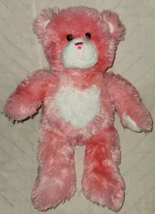 Build a Bear BAB Pink Plush Bear White Hearts and Magnetic Hands 16” BAB EUC! - Picture 1 of 8