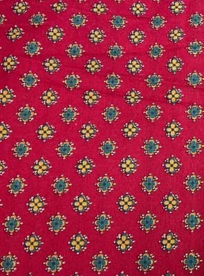 ТКАНИ CONCORD - АКВА И ЗОЛОТЫЕ ЦВЕТЫ НА ТЕМНО-КРАСНЫЙ ОТ JOAN KESSLER - 1 ЯРД - Изображение 1 из 2