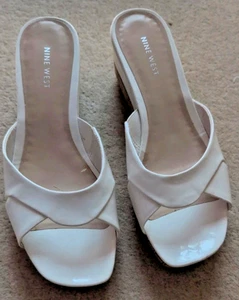 Nine West white wedged sandals size 7  - Picture 1 of 4