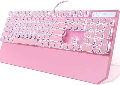 Camiysn Typewriter Style Mechanical Gaming pink(round keycaps), Pink, Blue  - Image 1 of 4