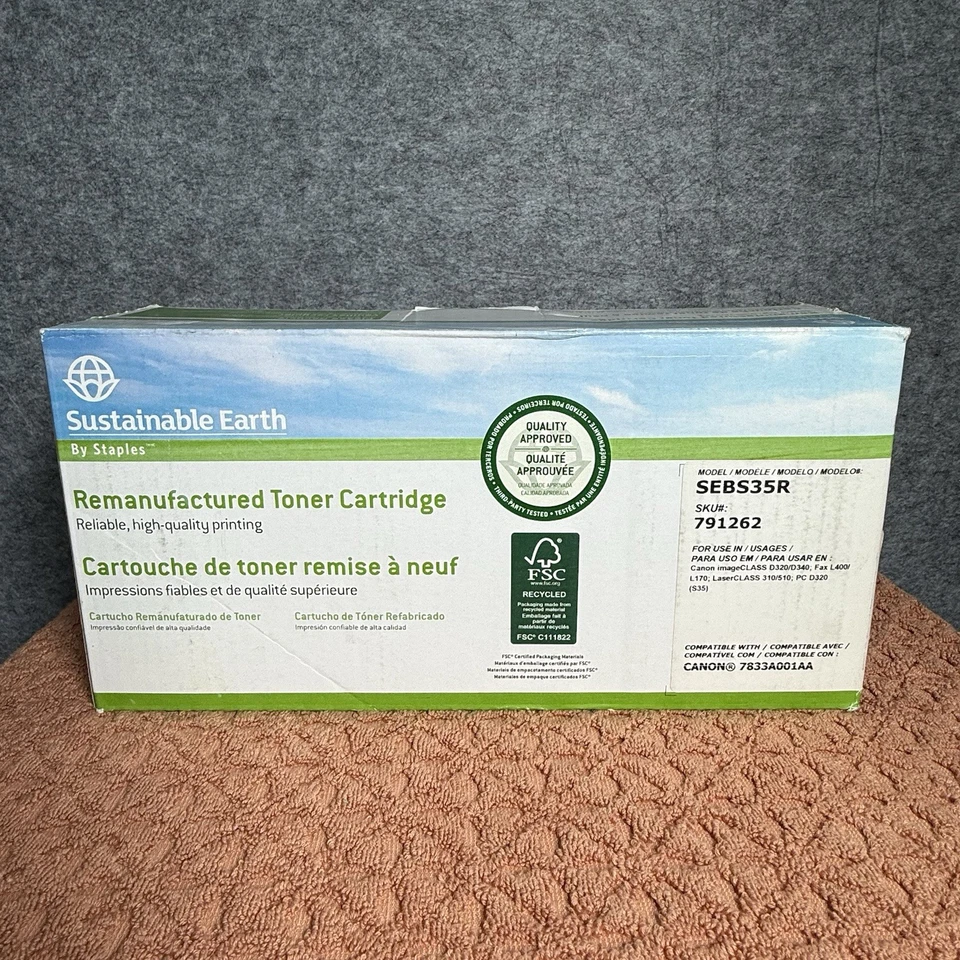 CANON TONER CARTRIDGE 7833A001AA SEBS35R expired? SUSTAINABLE EARTH REMAN - Image 1 of 4
