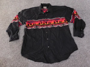 Vintage Express Rider shirt mens XL black western cowboy sunset graphic snap - Picture 1 of 13