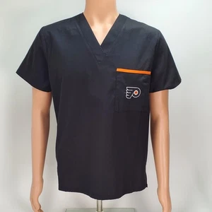 NHL Philadelphia Flyers Men's Black Scrub Top Short Sleeve X-SMALL - Picture 1 of 10