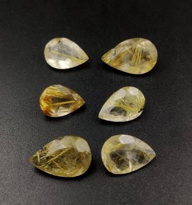 17.40 Ct Rutilated Quartz Pear Loose Gemstone 6 Piece Q25 - Image 1 of 4
