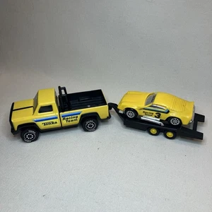 Vintage 1970’s Tonka Racing Team 3 Pickup Truck, Car & Trailer Set Yellow - Picture 1 of 13