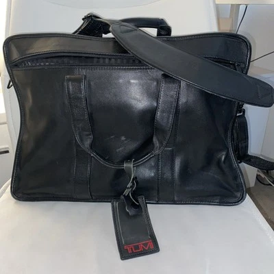 Tumi Vintage Black Leather Briefcase Laptop Computer Messenger Travel Bag Rare! - Image 1 of 4
